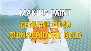 Quinacridone gold PO49, from (dry) pigment to handmade watercolor paint