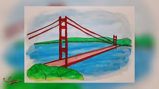 Golden Gate Bridge | Scenery | Dream | Watercolour painting | Time-lapse