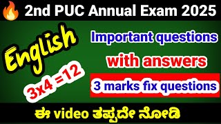 2nd PUC English important questions for annual exam 2025 Kseab  to the foot from its child