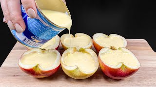 The tastiest dessert! Just pour condensed milk into apples