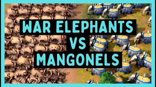 39 War Elephants vs 65 Mangonels | Aoe4