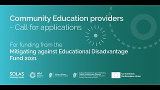 AONTAS Membership Webinar - Support - Mitigating against Educational Disadvantage Fund (MAEDF)