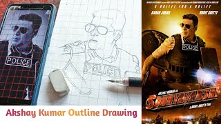 Akshay Kumar 🧑‍🎨 Outline | Drawing | Sooryavanshi Movie | Poster | Sketch | Kya Loge Tum Song