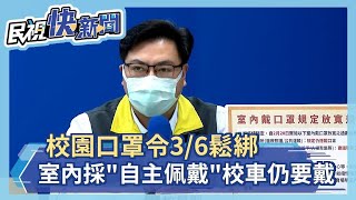 快新聞／校園口罩令3/6鬆綁！室內採「自主佩戴」　搭校車仍要戴－民視新聞