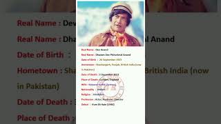 Famous film Actor Dev Anand biography #shorts #youtubeshorts