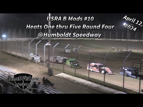 USRA B Mods #10, Heats 1-5 Round 4, Humboldt Speedway, 04/12/24 - YouTube