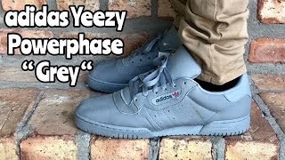 yeezy powerphase quiet grey on feet