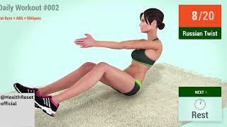 Daily Workout Routine #02: Effective ABS+Obliques+Cardio  #health #weightloss #workoutathome