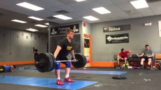 127 kg low hang snatch (below the knee)