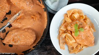 Easy Chicken in Creamy Tomato Sauce and Pasta Recipe -  EatSimpleFood com