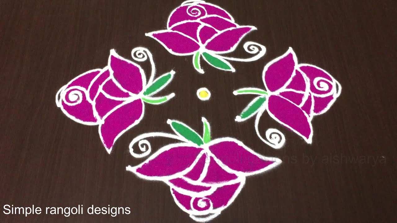 Beautiful Rose Flowers Rangoli Designs For Sankranti | 9 To 1 Dots Roja ...