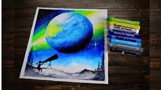 Easy Oil Pastel Drawing - Stargazing x Greenlight / Timelapse