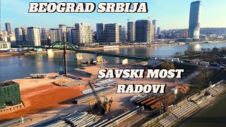 Beograd Srbija radovi na Savskom mostu i na priobalju,po završetku radovi na memorijalnom centru