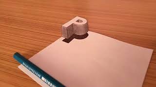 How To Draw 3D Letter P/3D Drawing Trick Art on paper-Step by step