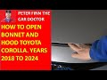 How to open Bonnet and Hood Toyota Corolla. Years 2018 to 2024