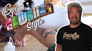 Guy Fieri Gets a Hand-Tapped TATTOO in Hawaii | Guy! Hawaiian Style | Discovery+