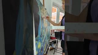 oil painting time lapse of underwater model