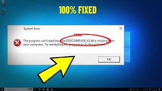 Fix D3DCOMPILER_43.dll is missing in Windows 11 / 10 | How To Solve d3dcompiler 43 dll Not Found ✅