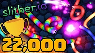 22,000 HIGH SCORE GAMEPLAY! - SLITHER.IO Gameplay #2 (How To Get Skins In Slither.io)