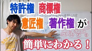 一目で分かる知的財産(権)の種類と内容(特許、商標、意匠、著作権)(知的財産全体編)