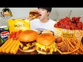 ASMR MUKBANG 맘스터치 양념 치킨먹방! 치즈 햄버거 치즈스틱 후라이드치킨 & 레시피 CRISPY FRIED CHICKEN CHEESE BURGER EATING SOUND!