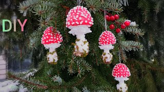 🎄Ёлочные украшения из фоамирана. Мухоморы на ёлку🍄🎄🍄DIY Christmas tree toys.