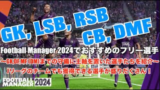 【FM24】初心者必見！フリーで獲得できる有名・能力の高い選手GK,DF,MF(DM)編。【football manager 2024 実況】