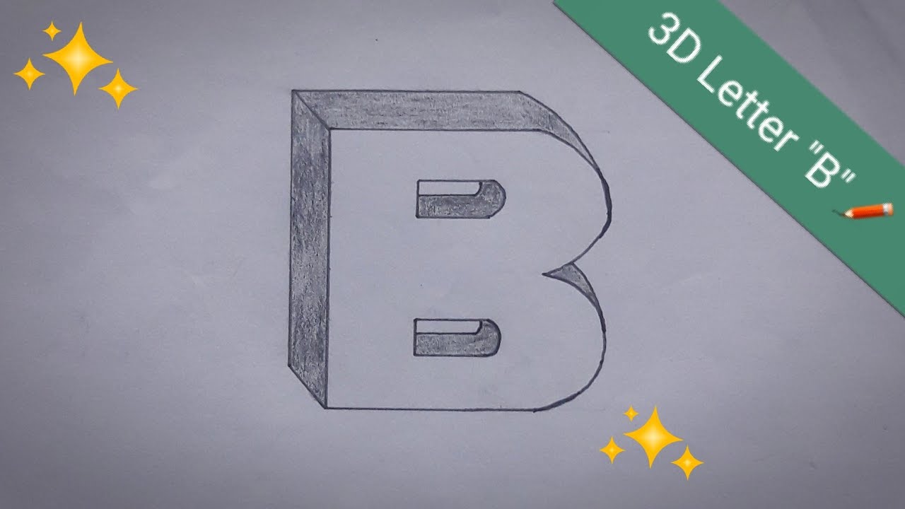 3D Letter "B" Drawing || Simple 3D Drawing - YouTube