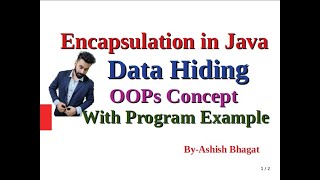 Encapsulation | Data Hiding | OOPs concepts in Java with Program Example | Java Tutorial #35