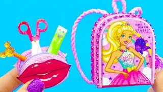 15 DIY Barbie Hacks: Baby Crib, Backpack, School Supplies and more!