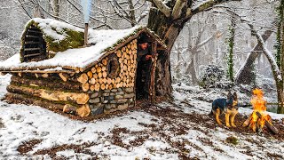 Epic Winter Bushcraft: Building a Hobbit-Style Hideaway in Deep Snow! 🏕️