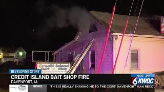 Crews respond to fire at Credit Island Bait Shop in Davenport Tuesday