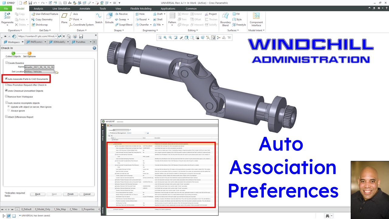 PTC Windchill PDMLink - CAD Administration | Auto Associate Preferences ...