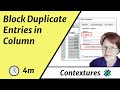 Prevent Duplicate Entries in Excel Column