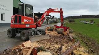 Holzspalten mit dem Bagger, eigenbau Baggerspalter