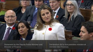 Finance Minister Chrystia Freeland delivers fall 2022 economic statement – November 3, 2022