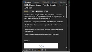 Binary Search Tree to Greater Sum Tree || Binary Search Tree