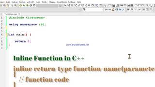 Inline Function | C++ | User Defined Function