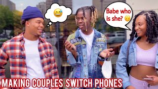 Making Couples Switch Phones Loyalty Test Pt. 2 ๐ Public Interview