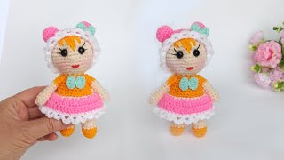 Very cute 🌸 Crocheted Doll in a cap 🌸 Little Amigurumi Baby Doll🌸