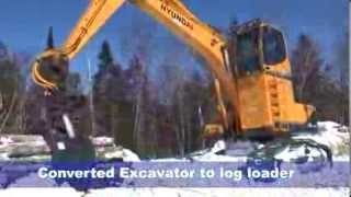 Modified Hyundai Excavator Converted to Log Loader