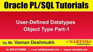 Oracle PL/SQL Tutorials | User-Defined Datatypes Object Type Part-1 | by Mr.Vaman Deshmukh