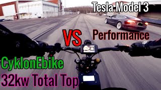 World's Fastest eBike vs Tesla Model 3 Performance