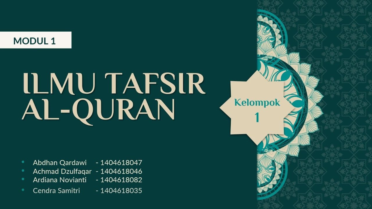 Kelompok 1 Tafsir Maudhu'i | Ilmu Tafsir Al-Qur'an - YouTube