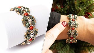 Jolly Holly Bracelet - DIY Jewelry Making Tutorial by PotomacBeads