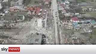 Ukraine War: Devastation of Borodyanka, near Kyiv, shown in drone footage