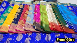 90rs wholesale kalamkari softy sarees in chickpet Bangalore || single saree courier available