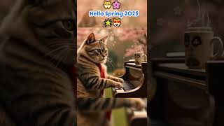 Hello Spring 2025  #cat#piano #jazz #bossanova #spring #2025 #sakura #releaxingjazz # #smoothjazzbgm