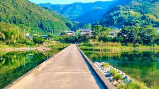 片岡沈下橋の夏　高知県空撮