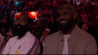 LeBron James starts laughing after they bring out Kevin Hart 😂